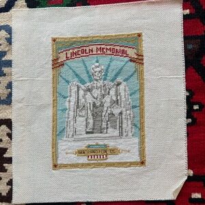 Intricate Lincoln Memorial Cross Stitch Art